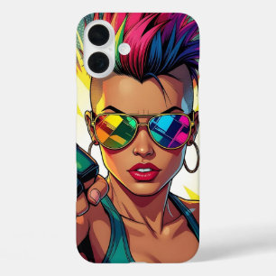 LGBT Lesbian Mohawk Uppercut Pop Art iPhone 16 Plus Case