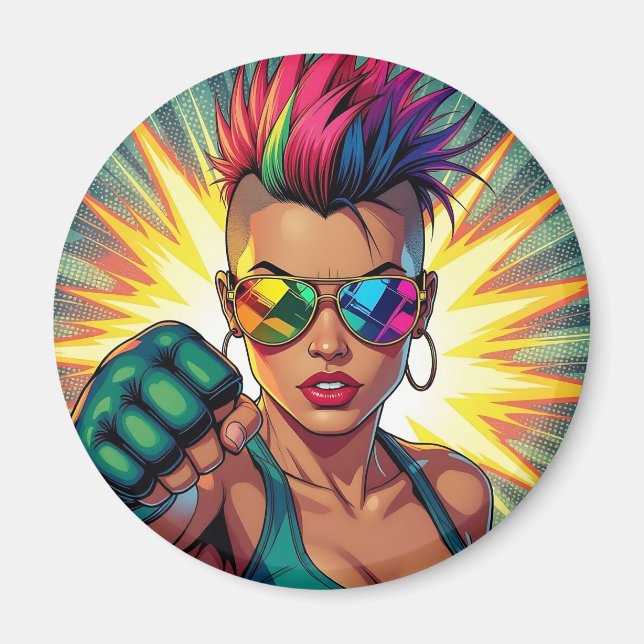 LGBT Lesbian Mohawk Uppercut Pop Art Magnet (Front)