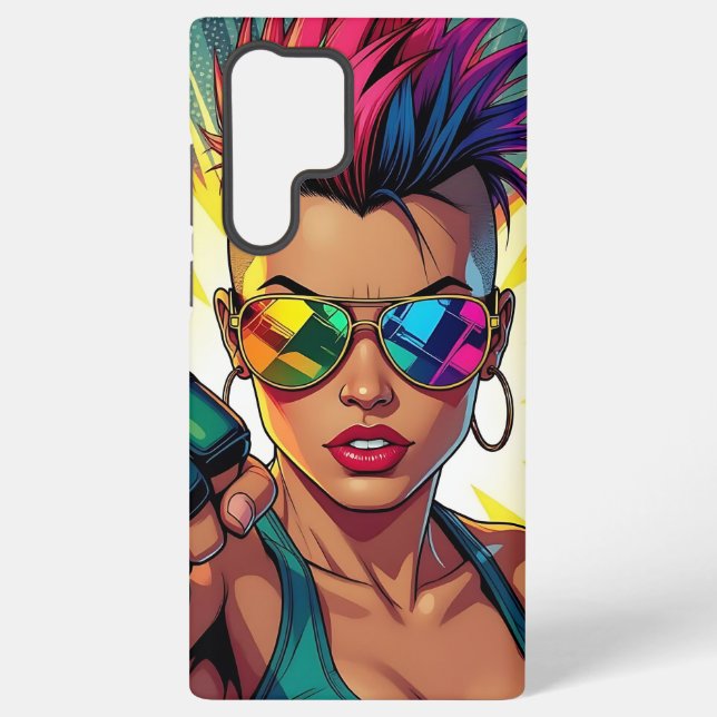 LGBT Lesbian Mohawk Uppercut Pop Art Samsung Galaxy S22 Ultra Case (Back)