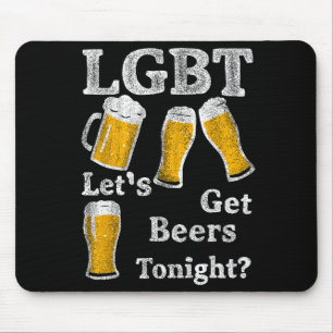 Lgbt Let's Get Beers Tonight Beer Saying Funny Gra Mouse Mat