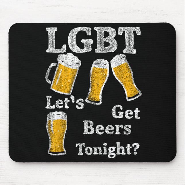 Lgbt Let's Get Beers Tonight Beer Saying Funny Gra Mouse Mat (Front)