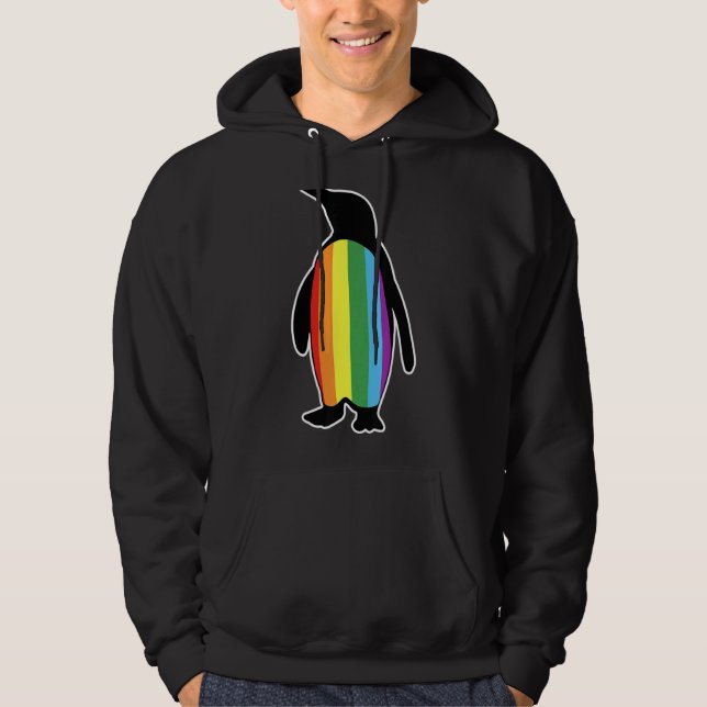Lgbt Lgbtq Gay Pride Rainbow Flag Penguin Hoodie (Front)