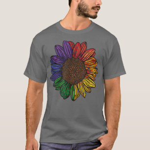 LGBT LGBTQ Love Lesbian Gay Rainbow Sunflower T-Shirt