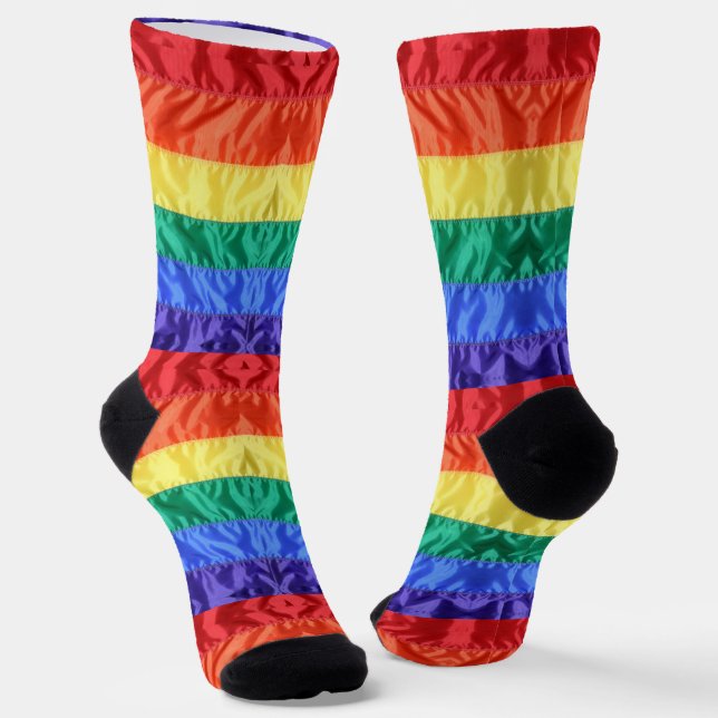 LGBT LGBTQ Rainbow Flag Rainbow Stripes Gay Pride Socks (Angled)