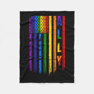 Lgbt Lgbtq Rainbow Pride American Flag 4th Of July Fleece Blanket