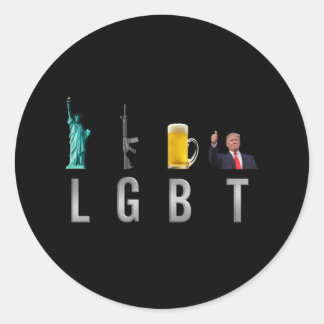 LGBT - Liberty  Guns  Beer  Trump  6 Classic Round Sticker