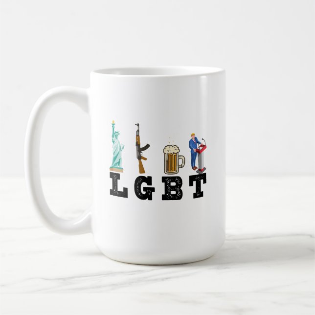 LGBT Liberty Guns Beer Trump Political Gift Coffee Mug (Left)