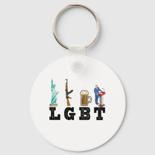 LGBT Liberty Guns Beer Trump Political Gift Key Ring