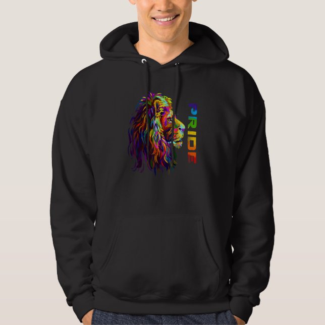 Lgbt Lion Pride Rainbow Colour Flag Gay Proud Lgbt Hoodie (Front)