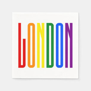 LGBT London Gay Pride Rainbow Text LGBTQ Party Napkin