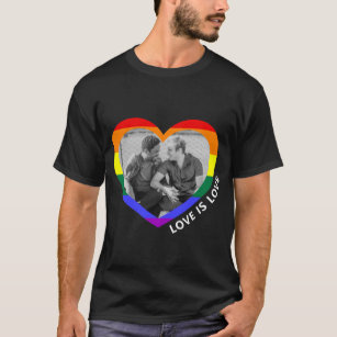 LGBT Love Is Love Rainbow Heart Photo T-Shirt