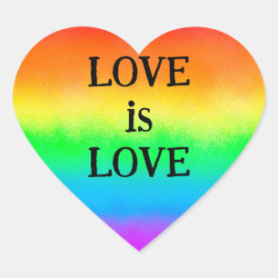 LGBT LOVE is LOVE Rainbow Pride Flag Heart Sticker