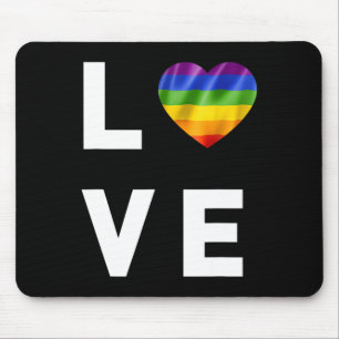 Lgbt Love Rainbow Heart Lesbian Gay Biual Mouse Mat