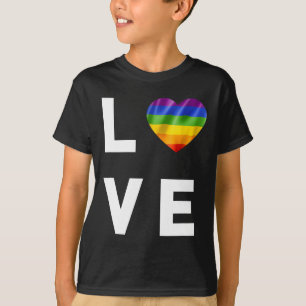 Lgbt Love Rainbow Heart Lesbian Gay Biual T-Shirt