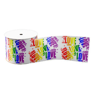 LGBT Love Text Grosgrain Ribbon