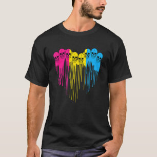 Lgbt Love The Pansexual Flag Skull Heart Pride T-Shirt