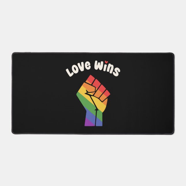 LGBT Love Wins Pride Fist Design for Equality Desk Mat (Front)