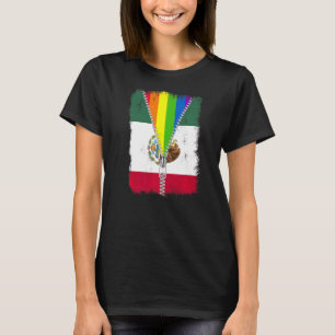 Lgbt Mexico Flag Zip Rainbow Mexican Gay Pride T-Shirt