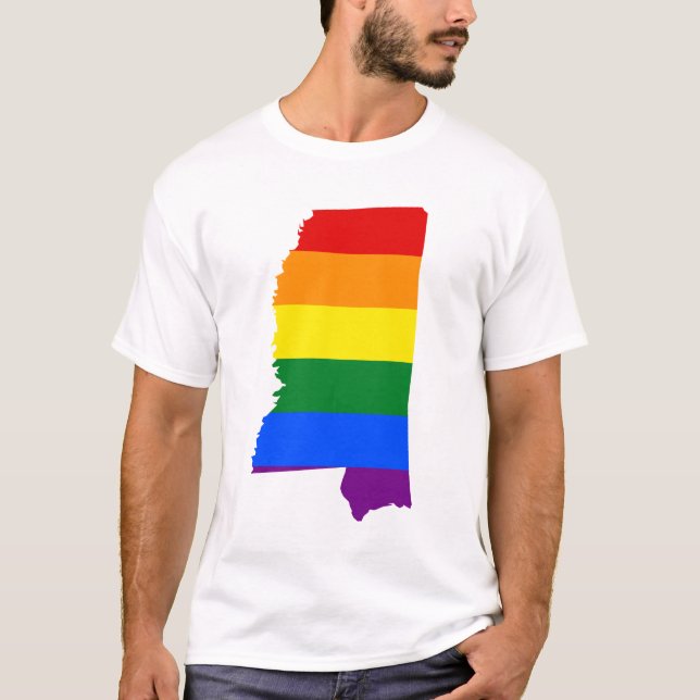 LGBT Mississippi, US state flag map T-Shirt (Front)