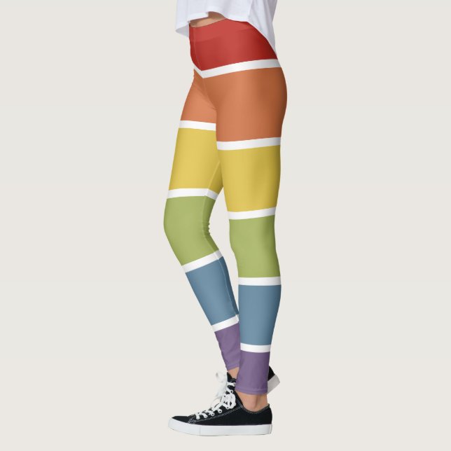 LGBT Muted Retro Colour Rainbow Leggings (Left)