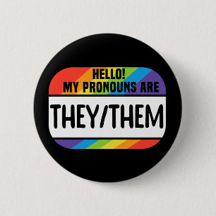 LGBT Name Tag Non-Binary Pronouns They Them 6 Cm Round Badge