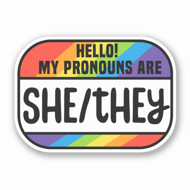 LGBT Name Tag Nonbinary Pronouns She They (Front)