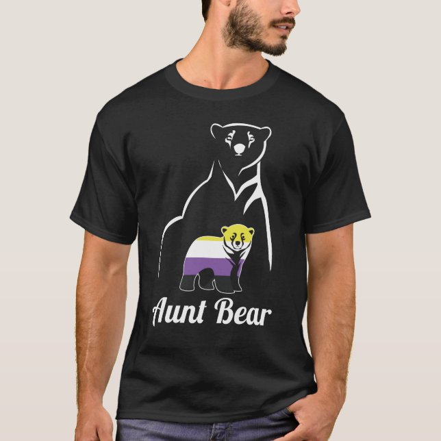 LGBT Non-Binary Aunt Bear Enby Non Binary Pride T-Shirt (Front)
