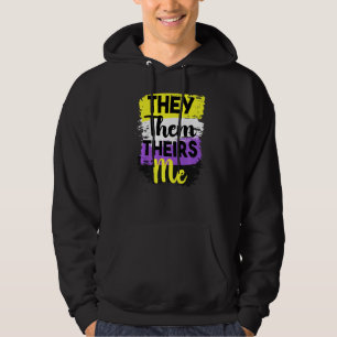 Lgbt Non Binary Pride They Them Nonbinary Genderqu Hoodie