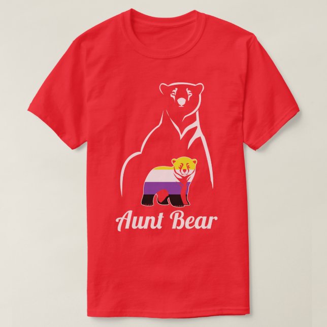 LGBT NonBinary Aunt Bear Enby Non Binary Pride T-Shirt (Design Front)
