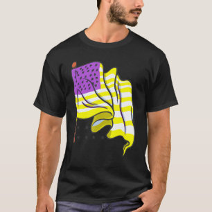 Lgbt Nonbinary Flag Usa Flag Queer Third Gender No T-Shirt