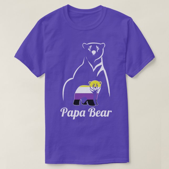 LGBT NonBinary Papa Bear Enby Non Binary Pride T-Shirt (Design Front)