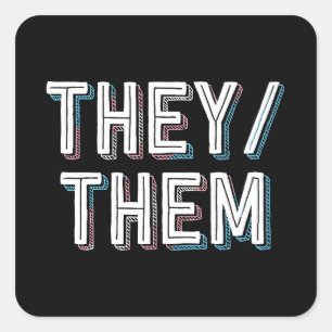 LGBT Nonbinary Transgender Pronouns They Them Square Sticker