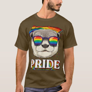 LGBT Otter Gay Pride LGBTQ Rainbow Flag Sunglasses T-Shirt