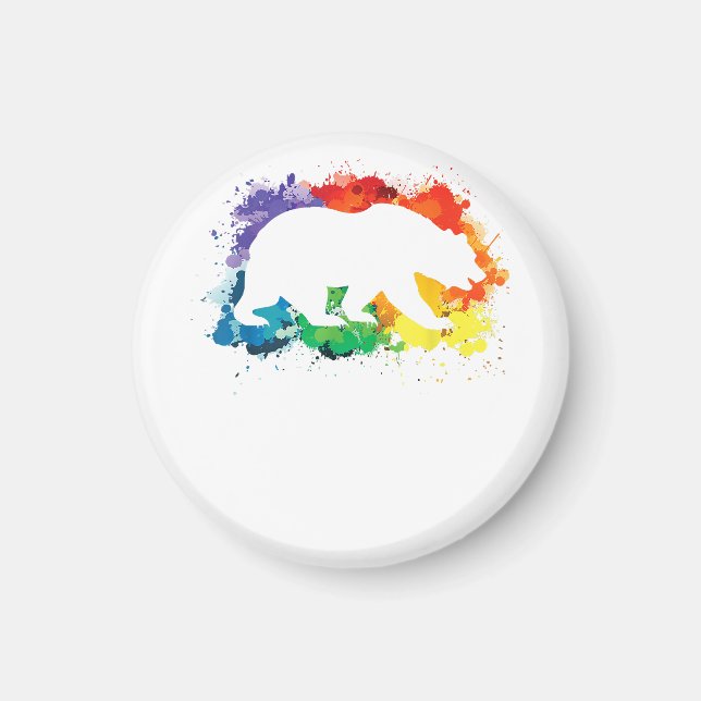 LGBT Paint Splatters Gay Bear  Magnet (Front)