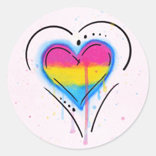 LGBT Pansexual Bisexual Pride Heart Flag Classic Round Sticker