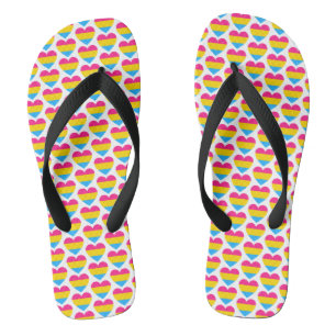 LGBT Pansexual Pride Heart Pattern Flip Flops