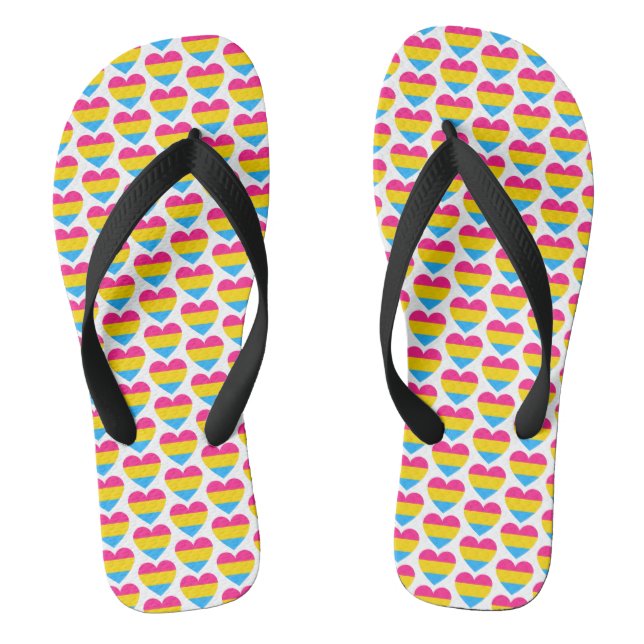 LGBT Pansexual Pride Heart Pattern Flip Flops (Footbed)