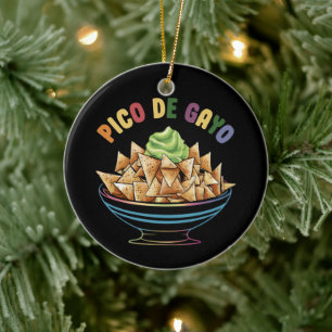 LGBT Pico De Gayo Funny Gay Pride Rainbow Ceramic Tree Decoration