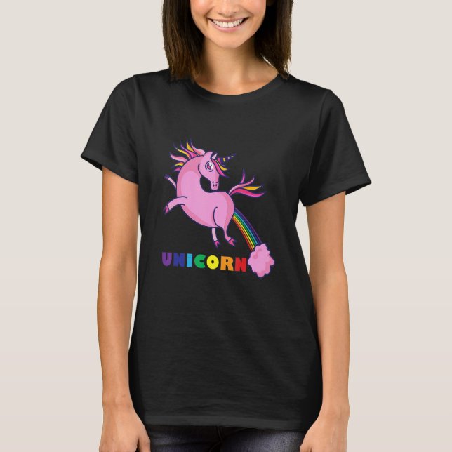 LGBT Pink unicorn flying with his back gay lesbian T-Shirt (Front)