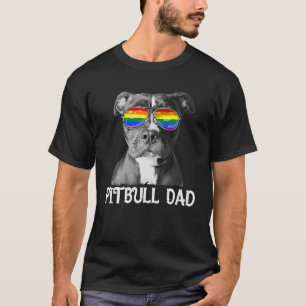 LGBT Pitbull Dad Rainbow Pride Flag Dog Lover T-Shirt