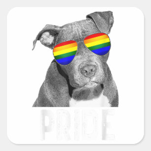 LGBT Pitbull Gay Pride Dog Shades Sunglasses LGBTQ Square Sticker