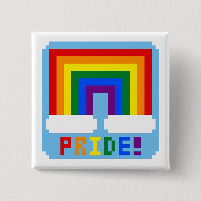LGBT+ Pixel Pride 15 Cm Square Badge (Front)