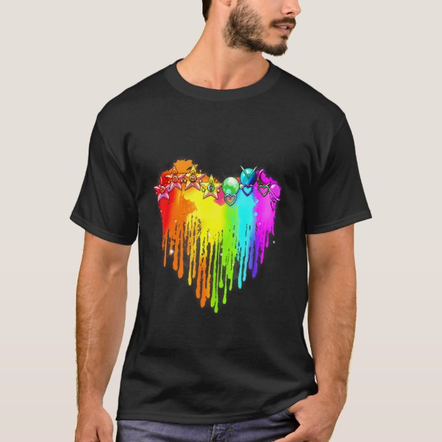 Lgbt Planet Star Lgbt Pride Heart Gay Les Bisexual T-Shirt (Front)