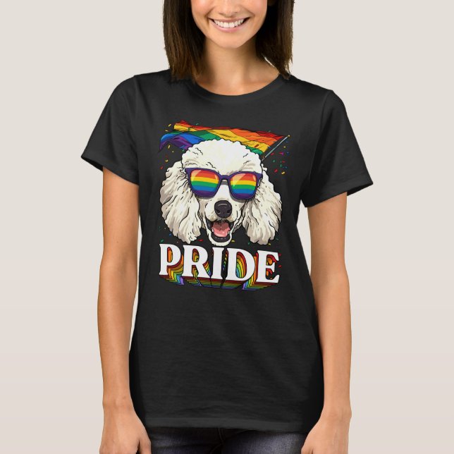 Lgbt Poodle Gay Pride Lgbtq Rainbow Flag Sunglasse T-Shirt (Front)