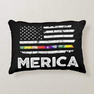 LGBT Pride American Flag T Shirt - 4th of July Gay Decorative Cushion