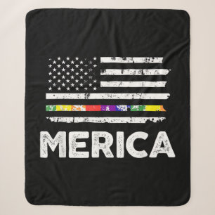 LGBT Pride American Flag T Shirt - 4th of July Gay Sherpa Blanket