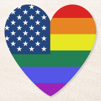 LGBT Pride American Flag with Stars Paper Coaster