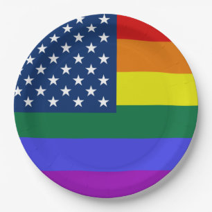 LGBT Pride American Flag with Stars Paper Plate