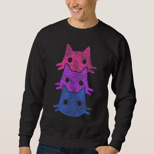 Lgbt Pride Bisexual Support Cat Rainbow Flag Sweatshirt (Front)