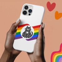 LGBT Pride Black & White Folk Art Cat iPhone Case